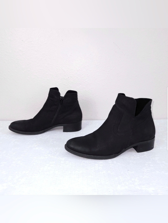 Paul Green Shoes - Paul Green Boston Bootie Black Nubuck Heeled Ankle Boots US 7